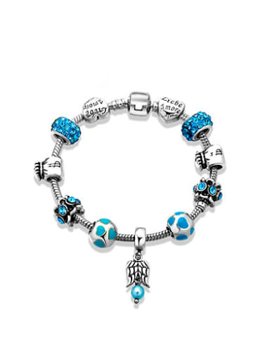 Elegant Blue Rhinestones Enamel Beaded Bracelet