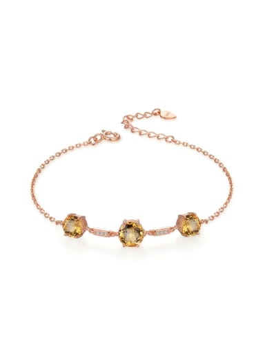 Natural Yellow Crystal Rose Gold Plated Bracelet