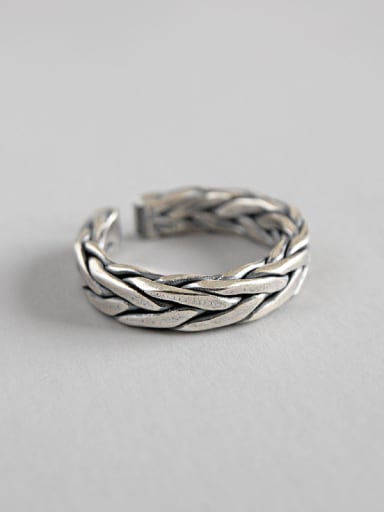 S925 Sterling Silver Vintage old handmade twist open ring