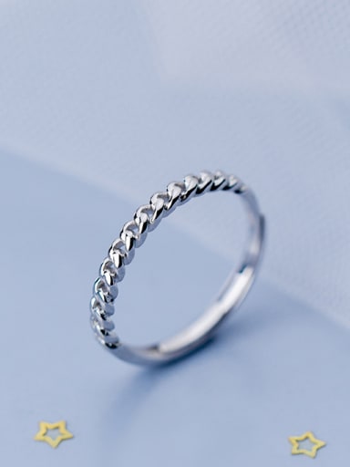 925 Sterling Silver With Silver Plated Simplistic Hollow Chain Free Size Rings