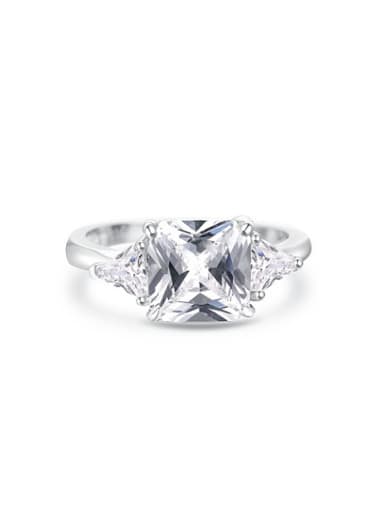 High Quality Square Shaped Platinum Plated Zircon Ring