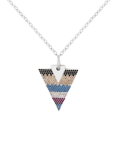 Triangle Shaped Pendant Colorful Zircons Necklace
