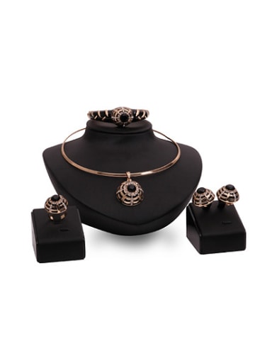2018 Alloy Imitation-gold Plated Vintage style Artificial Stones Four Pieces Jewelry Set