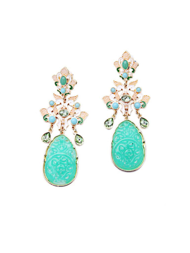 Elegant Green Resin Alloy Drop Chandelier earring