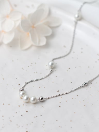 Temperament S925 Silver Artificial Pearl Necklace
