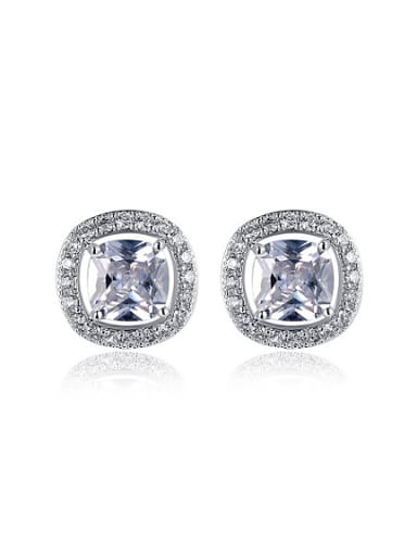 Trendy Square Shaped Swiss CZ Stud Earrings