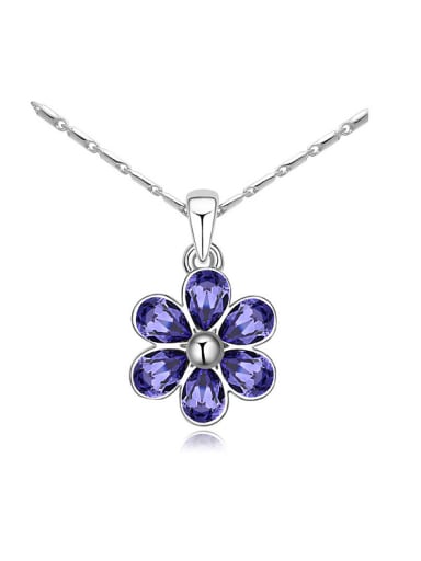 Simple Water Drop austrian Crystals Flower Alloy Necklace