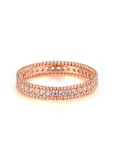 Rose Gold Plated Zircons Fashion Copper Ring