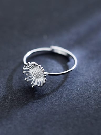 Fresh Open Design Flower Shaped S925 Silver Ring