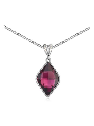 Simple Rhombus austrian Crystal Pendant Alloy Necklace