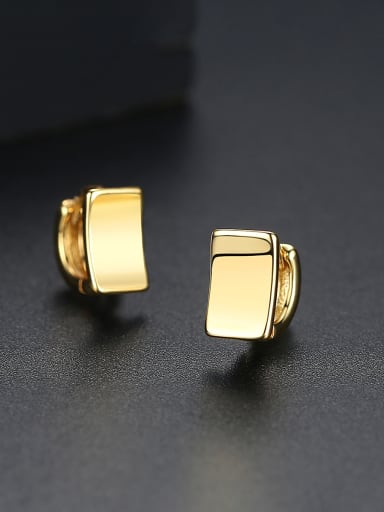 Copper With Gold Plated Simplistic Geometric Stud Earrings