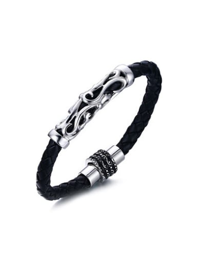 Personality Hollow Flower Shaped Artificial Leather Band Bracelet