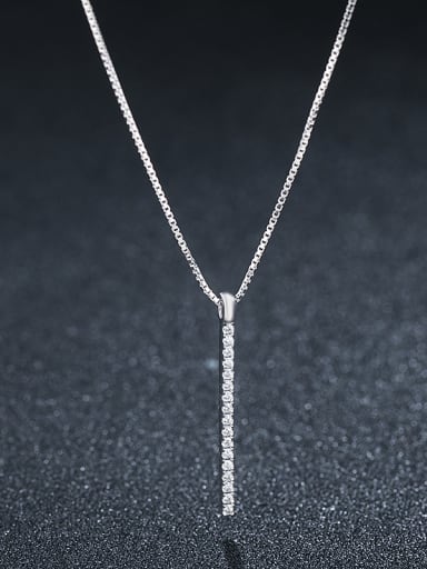 925 Sterling Silver With Platinum Plated Simplistic Fringe Necklaces