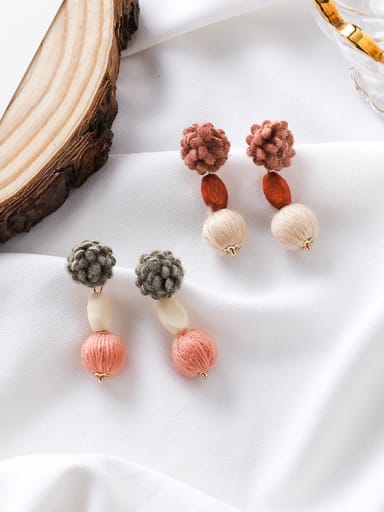 Alloy With  Plush Flower  Simplistic  Wool Ball  Drop Earrings