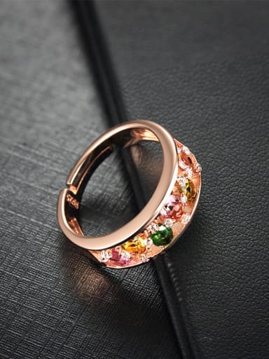 Rose Gold Plated Multi-color Gemstones Multistone ring