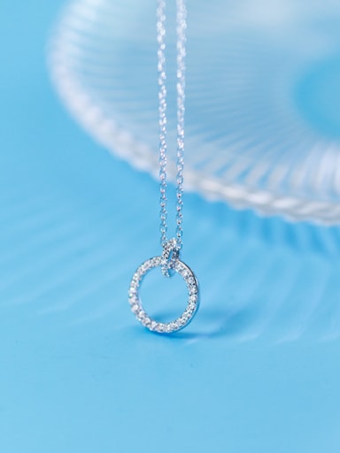 Elegant Round Shaped Tiny Rhinestones S925 Silver Necklace