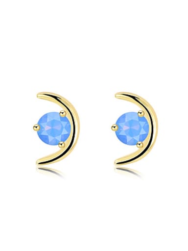 Simple Moon Opal Stone Stud Earrings