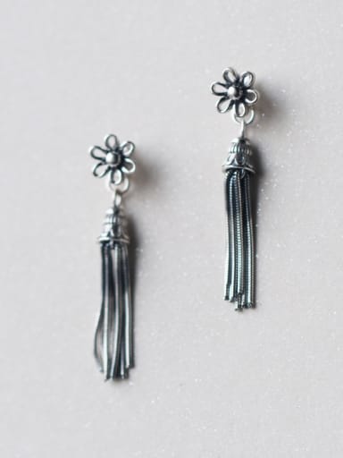 Women Vintage Flower Shaped Tassels Drop Earrings