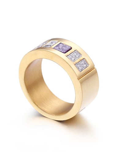 Stainless Steel With Gold Plated Trendy Square Multistone Rings