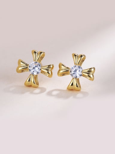 Gold Plated Flower Zircon Earrings