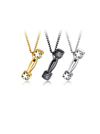Titanium With Smooth Punk Dumbbell Mens Pendants