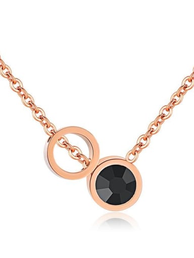 Stainless Steel With Rose Gold Plated Fashion Round Necklaces