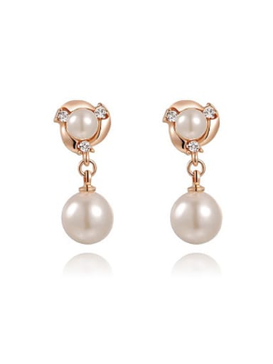 Elegant Artificial Pearl Rose Gold Drop Earrings