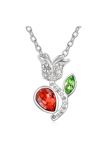 Personalized austrian Crystals-covered Flower Pendant Alloy Necklace