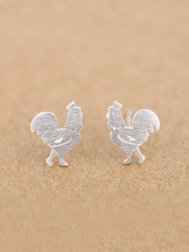 Tiny Rooster Silver Opening Ring
