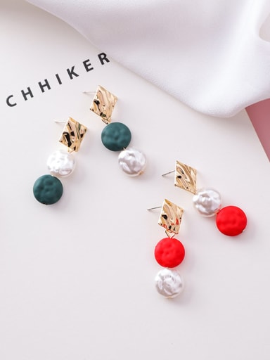 Alloy With Gold Plated Bohemia  Imitation Pearl Oval Earrings