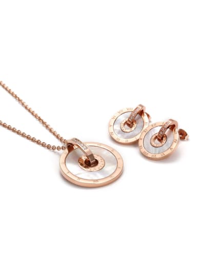 Europe And The United States Of Titanium Circular White Shell Stainless Steel Rose Gold Necklace