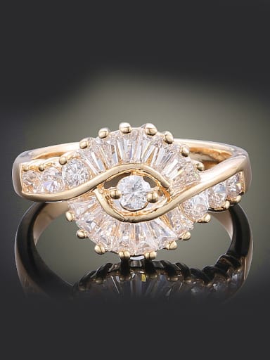 Fashion White Zirconias Gold Plated Copper Ring