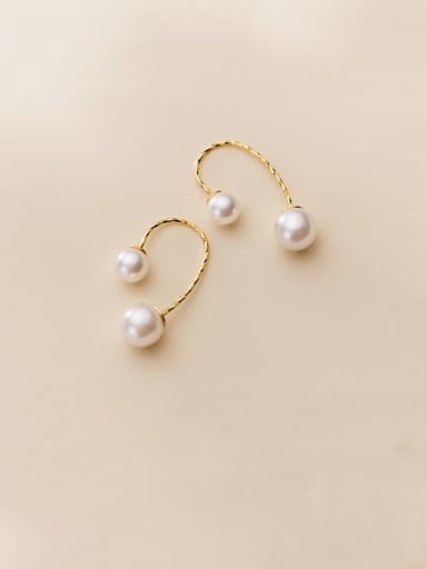 925 Sterling Silver With Gold Plated Simplistic Irregular Hook Earrings