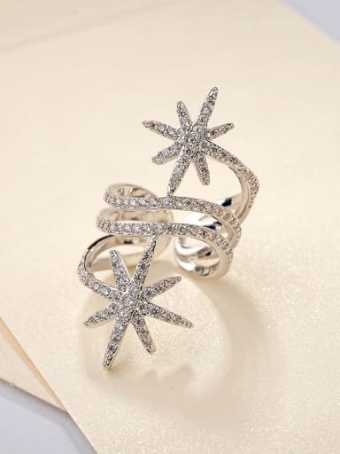 Personality exaggerated stars copper plated gold with AAA zircon rings