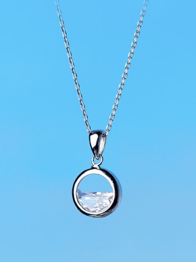 Fresh Round Shaped S925 Silver Zircon Necklace