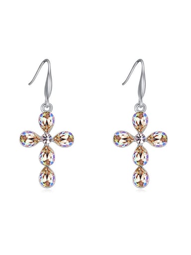 Simple Water Drop austrian Crystals Cross Alloy Drop Earrings
