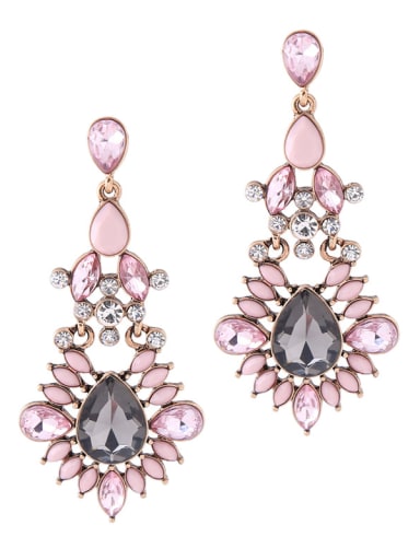 Leave-shape Pink Color Fashion Drop Earrings