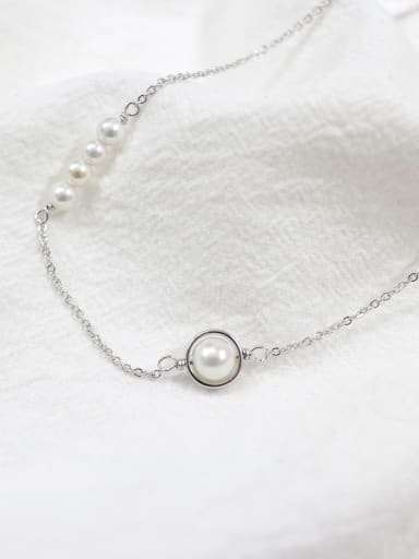 Fashion White Artificial Pearls Silver Women Necklace