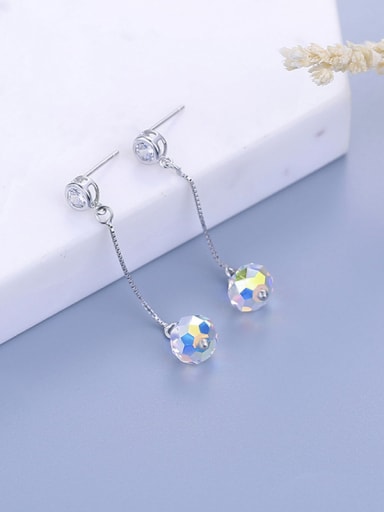 Temperament Round Shaped Zircon threader earring