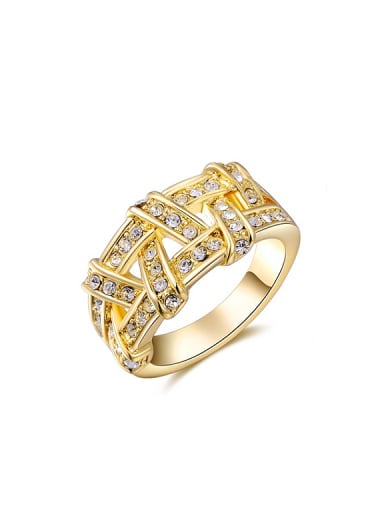 18K Gold Plated Geometric Shaped Crystal Ring