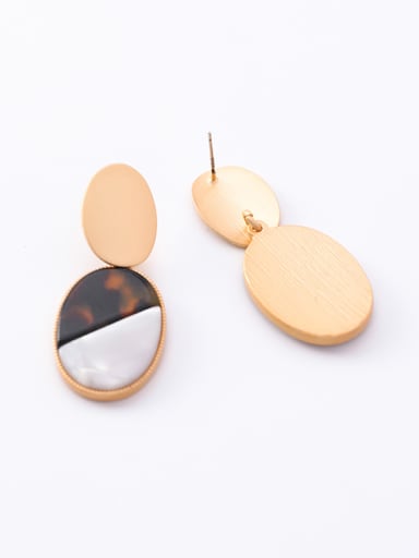 Alloy With Recovered leopard-print acrylic metal ellipse Drop Earrings
