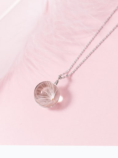 S925 Silver Necklace Pendant female fashion circular dandelion Necklace sweet temperament clavicle chain female D4309