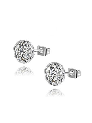 White Round Shaped Austria Crystal Earrings