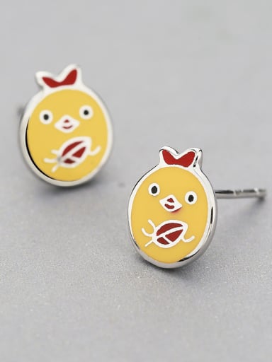 Personalized Little Chick 925 Silver Stud Earrings