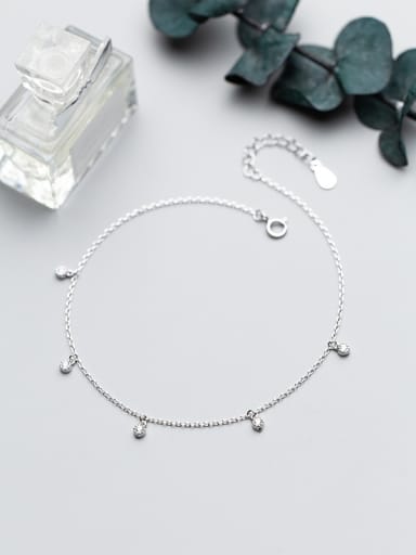 S925 silver bracelet, female wind fashion personality, diamond round chain, temperament, tassel feet, female S2450