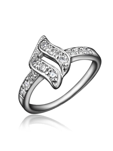 Women Platinum Plated Geometric Shaped Zircon Ring