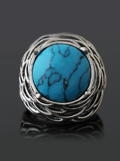 Retro style Round Turquoise stone Alloy Ring