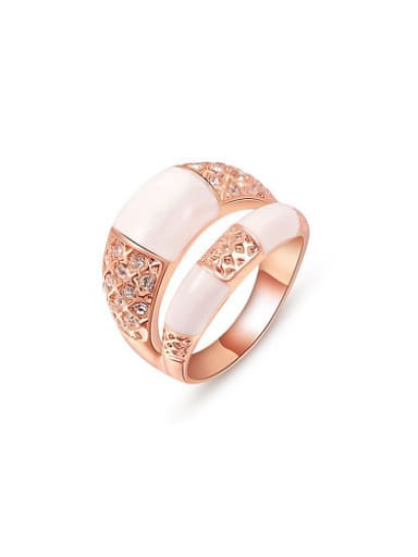 Elegant Double Layer Rose Gold Plated Opal Ring