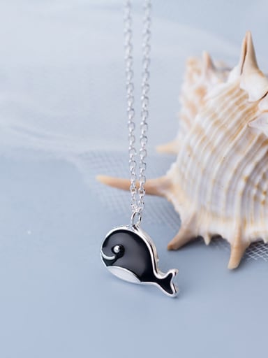 925 Sterling Silver With Silver Plated Cute Whale Necklaces