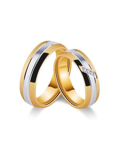 18K Gold Plated Zircon Smooth Lovers Rings